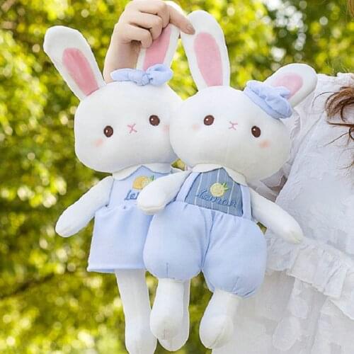 High Quality Couple Sea Salt & lemon Summer Bunny Plushie Doll Stuffed Overalls Rabbits CuddlyToy Rabbits Baby Appease