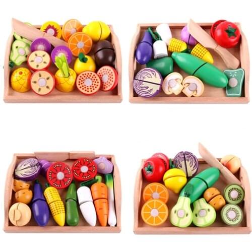 12 styles Wooden simulation kitchen series Set cut fruits and vegetables dessert childrens educational play house toys