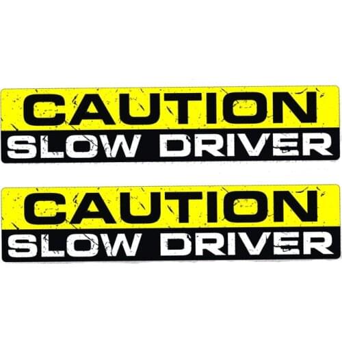 Funny CAUTION SLOW DRIVER Lovely Warning Body KK Car Sticker Waterproof Reflective Laser Fashion PVC 15CM X 3CM