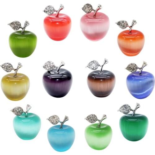 Natural Stone Cat Eye Crystal Apple Decorative Crystal Quartz Mineral Jewelry 30MM Big Size Beautiful GIft GP001