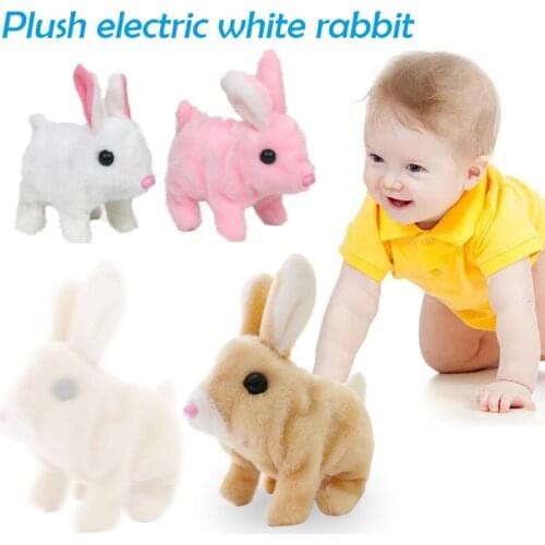 Newly Electric Rabbit Toy Cute Walking Wiggle Ears Realistic Stuffed Animal Plush Toy For Kids Adults