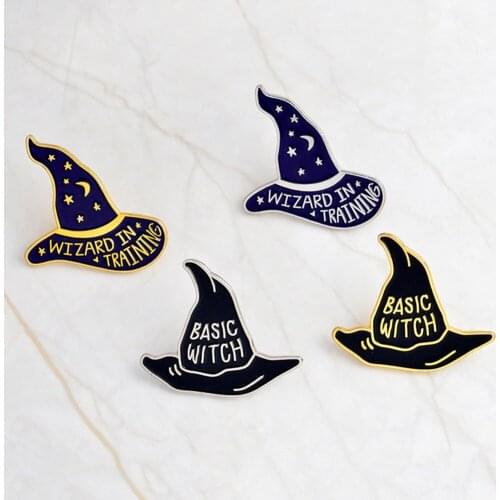 New Fashion Cartoon Pins Witch Witchcraft Hat Brooches Hard Enamel Lapel Pin Clothing Accessories #274115