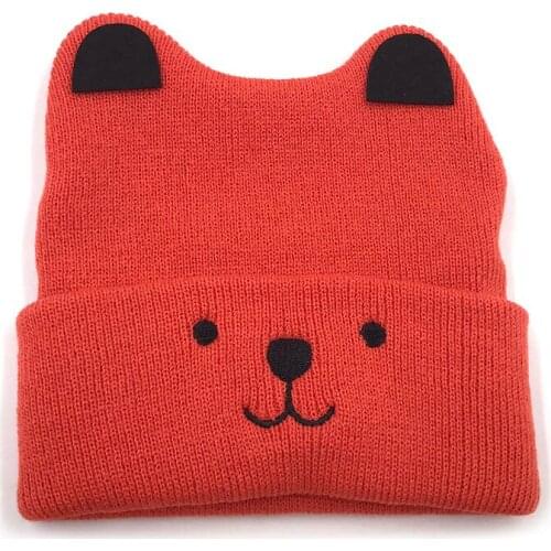 New autumn and winter baby hat cat dog ears cartoon casual wool knit hat baby boy girl embroidery warm winter hat