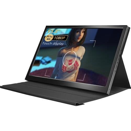 13.3” monitor HDMI 2k Touch Screen LCD PC Raspberry Pi 1080p IPS Portable USB Gaming Monitor Computer for PS4 Xbox360 with case