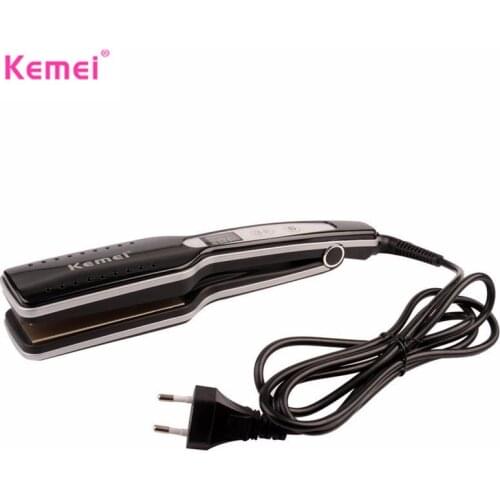 KEMEI Professional Tourmaline Ceramic Anion Wide Plate Hair Straightener LCD Digital Display Flat Iron Straightening Irons