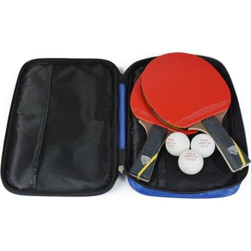 Huieson 5/6 Star 2Pcs Table Tennis Racket with 3Pcs Balls Long Handle Short Handle Carbon Blade Rubber Ping Pong Rackets in case