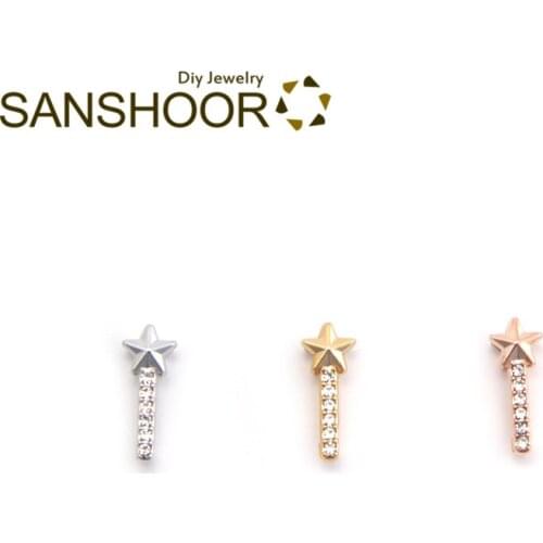 SANSHOOR Princess Magic Wand Keeper Slide Charms Fit 10mm Width Wrapped Leather Bracelet For Women Valentines Day Gift 3Pcs