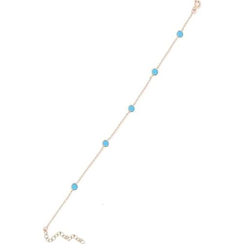 Silver rose turquoise gemstone bangle row stone tiffany