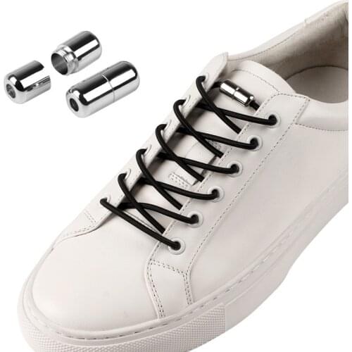 1Pair Shoelaces Elastic Locking Round No Tie Shoe Laces Kid Adult Sneakers Shoelaces Quick Lazy Shoe Lace Shoestrings Metal Lock