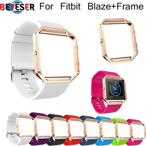 Sport Wristband for Fitbit Blaze Band Soft Silicone Watch Replace Strap 23mm Width for Fitbit Blaze Watch with Rose Gold Frame