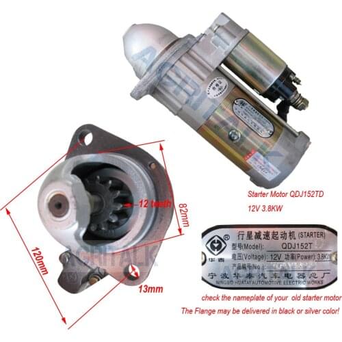 QDJ152TD starter motor for tractor JM354 with Jiangdong TY395E engine, check the starter model / dimenssion when make the order