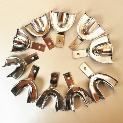 Dental Impression Trays Full Denture Solid (Set Of 10) XS-S-M-L- XL Upper Lower New