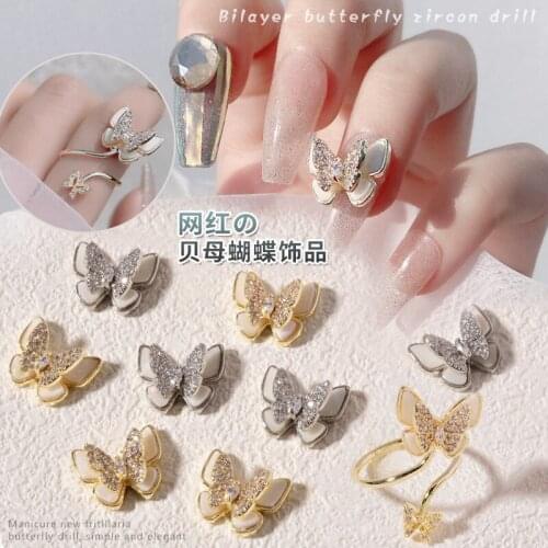 1PCS Double Fritillary Nail Art Butterfly Jewelry Nail Decoration Diamond Ring Super Flash Nail Art Diamond Explosion