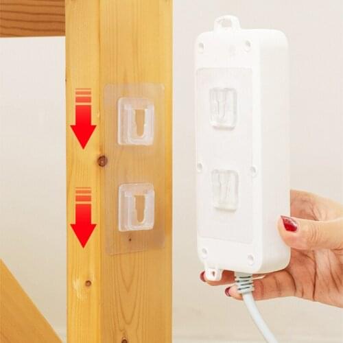 10Pairs Self Adhesive Power Strip Holder, Surge Protector Fixator Wall Mount Punch Free Wall Hooks Hanging Hooks for Home Office