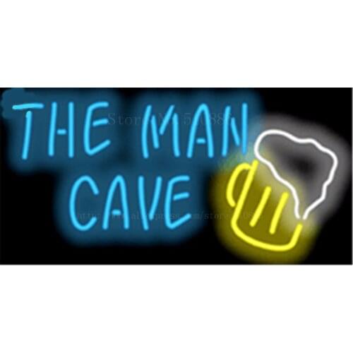 17*14" The Man Cave NEON SIGN REAL GLASS BEER BAR PUB Home Occasional SIGNS store display Restaurant Shop Advertising Lights