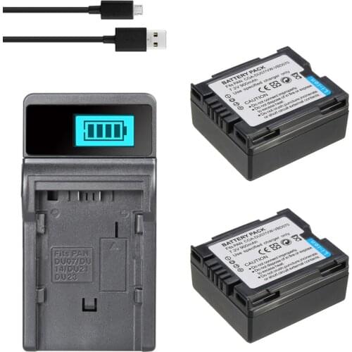 2Pcs CGA-DU07 CGA DU07 Camera Batteries + LCD USB Charger for UD07 DU14 DU21 Battery Panasonic 308GK 320 508GK GS328GK