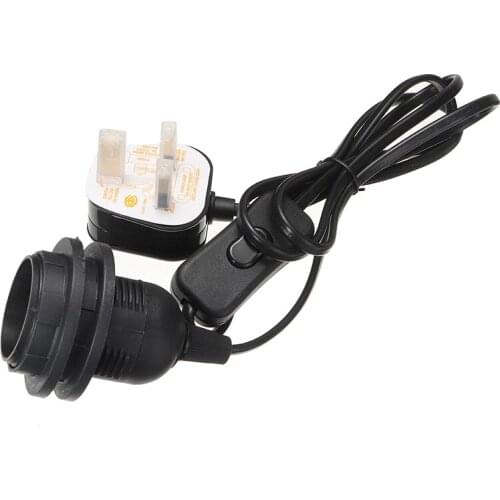 3 Pin UK Plug E27 Light Bulb Holder With Inline Switch Lamp Shade Collar Lamp Bases Replacement Lighting Accessories