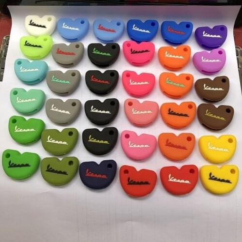 36Colors/Lot For PIAGGIO COVER CHIAVE VESPA Silicone Key Case Protect LX GTS GTV GT 125 250 300 Key FOB Holder Scooter