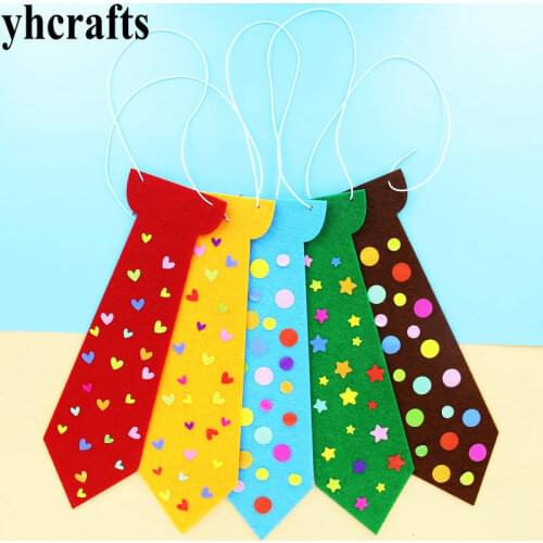 5PCS/LOT,DIY colorful felt tie Teachers day gifts Creative activity Art fun Fathers day gifts Early educational toys wholesale