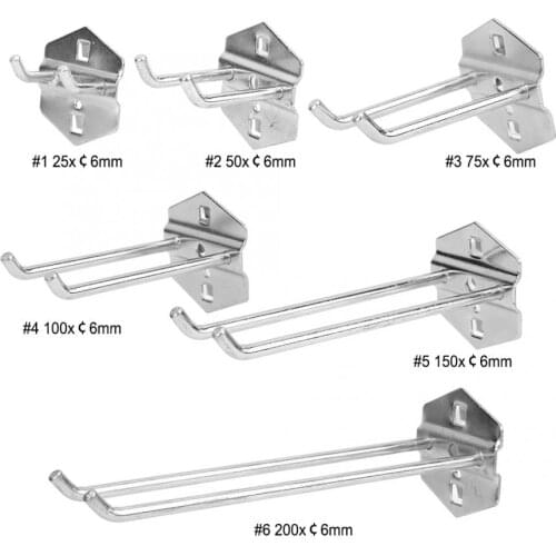 5Pcs 25/50/75/100/150/200mm Hammer Plier Hardware Tool Rack Steel Pegboard Hook Wall Mounted Workshop Garage Tool Storage Stand