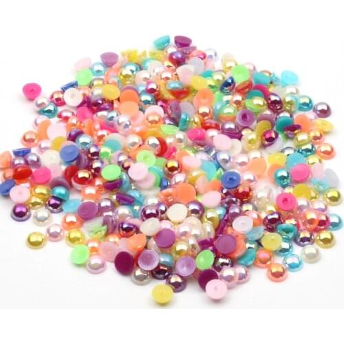 6/8mm 100/200pcs Acrylic Beads AB Colorful Half-faceted Round Bulge Beads For Jewelry Making DIY Handmade Bracelet Accessories