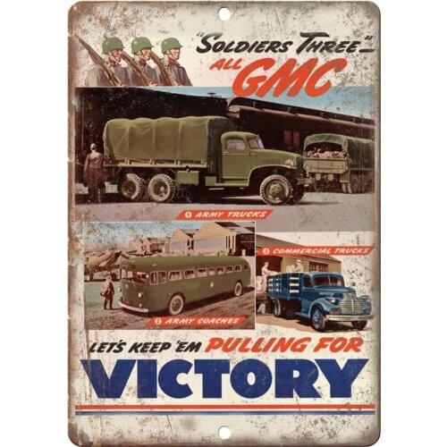 Adkult GMC Truck Keep Em Pulling WW2 Poster Rare 10" x 7" Reproduction Metal Sign M43