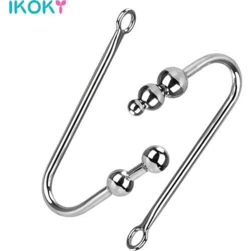 Anal Dilator Butt Plug Stainless Steel Anal Sex Toys With Ball Hole Anal Hook Sex Toys for Men and Women