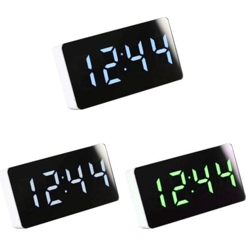 Car LED Mirror Temperature Indicating Alarm Clock Simple Design Table Digital Clock for Home Bedroom Livingroom Dormitory