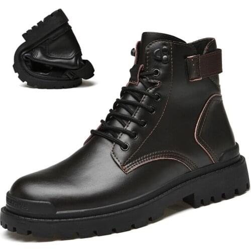 Fashion Genuine Leather Mens Boots Classic Tactical Military Army Ankle Boots Casual Leather Motorcycle Shoes Men Big Size 38-48