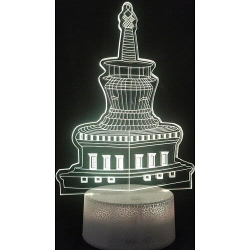 Fast Delivery 3d Lamp Living Rooom Decoration The Tower Building 7 Colors with Remote Touch Sensor Led Night Light Lamp for Kids