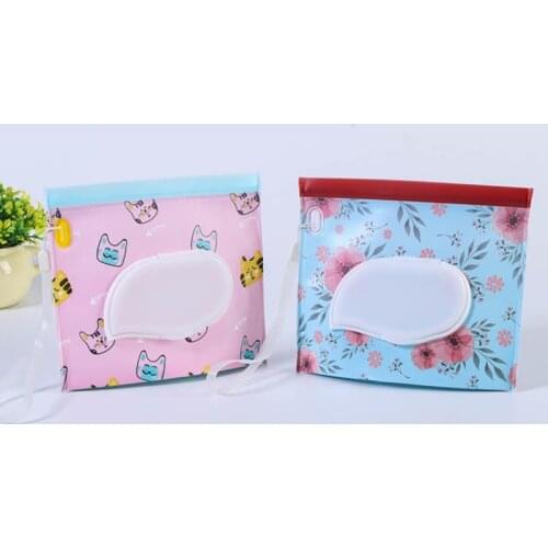 Cleaning Wipes Case Reusable for Household Portable 1Pc Eco-friendly Wet Wipe Bag Wipes Container Cartoon Pattern
