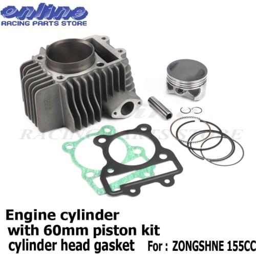 Engine Cylinder with 60mm piston kit cylinder head gasket for Zongshen Kayo 150 155 155z 160cc Dirt Pit Bikes