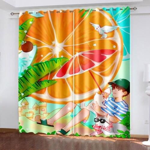 Decoration 3D Curtains For Living room Blackout Beach fruit castle animal room Bedroom Curtains