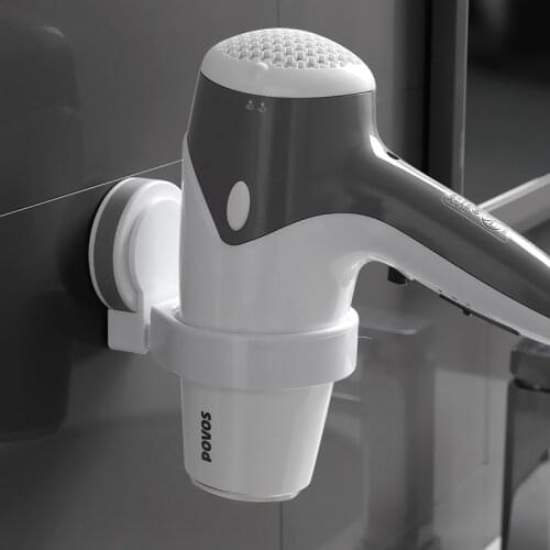Zq Suction Cup Hair Dryer Holder Bathroom Storage Rack Suction Cup Wall-Mounted Hair Dryer Holder