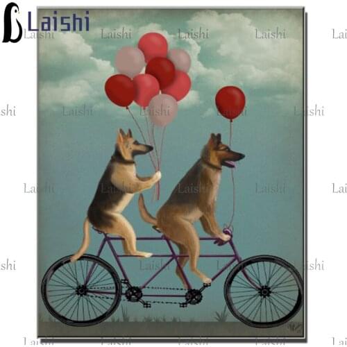 Diy Diamond Painting Pugs on Bicycle diamond rhinestone full square round diamond Various cute dogs riding bicycles home decor