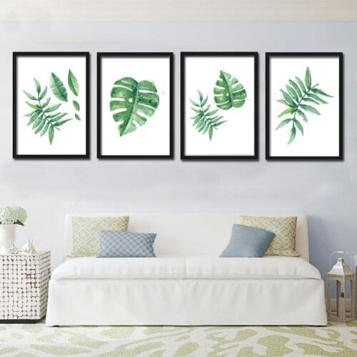 Home Decor Modern Nordic Green Plant Leaf Canvas Art Poster Print Wall Picture Home Decor