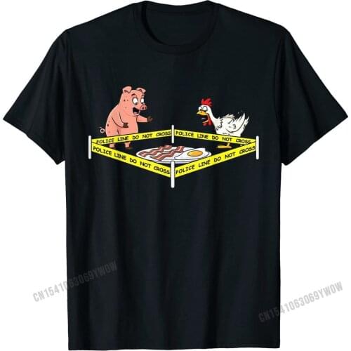Police Line Do Not Cross Pig And Chicken Funny Food T-Shirt Custom Top T-shirts Newest Tops Shirts Cotton Men 3D Printed