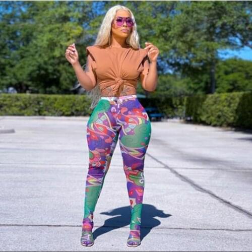 Hipster Print Mesh Foot Pants Leggings For Women New Fashion Medium Waist Body-Shaping Streetwear Female Trousers