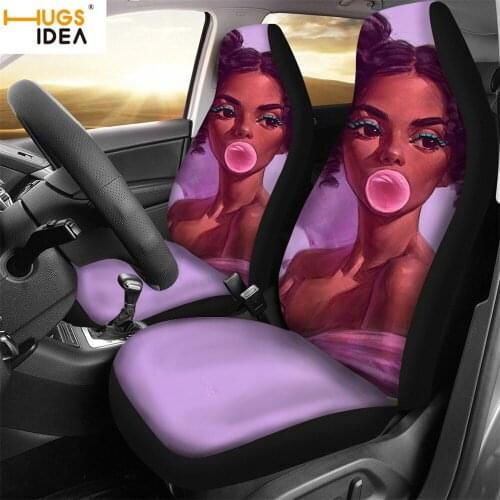 HUGSIDEA Luxury Brand Car Seat Cover for Womens Black Art African Girl Printing Auto Set Seat Pad Seat Cushion Mat Protector