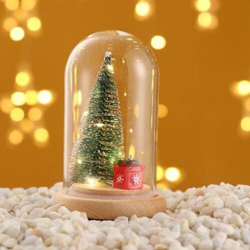 Artificial Eternal Christmas Tree LED Light Beauty The Beast In Glass Cover Christmas Home Decor For New Year Gift