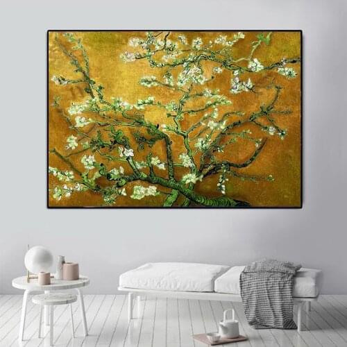Famous Vincent Van Dogh Almond Blossom Canvas Painting Abstract Posters and Prints Wall Art Pictures for Living Room Home Decor