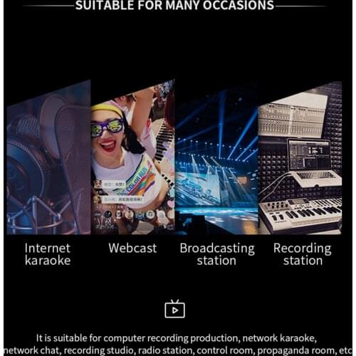 Condenser Broadcast/Podcast Microphone USB PC Mic for Streaming/Recording