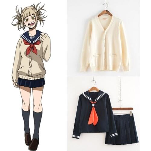 My Hero Academia Cosplay Costume Anime Cosplay Boku no Hero Academia Himiko Toga JK Uniform Women Sailor Suits with Sweaters