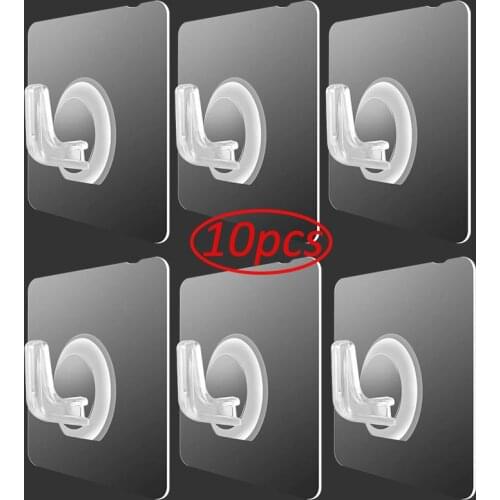 10pcs Strong Glue Wall Hook Hanger Door Bathroom Self Adhesive Suction Storage Brush Broom Organizer Kitchen Multi-Purpose Hooks