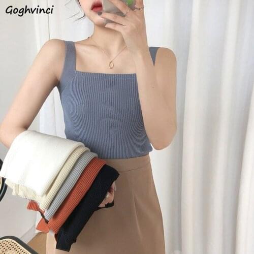 Camis Women Summer Candy Color Slim Female Sleeveless High Elasticity Simple All-match Fashion Casual Knitting Chic Colorful New