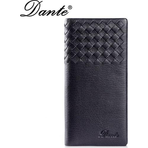 Genuine Leather Men Clutch Wallet Luxury Brand Dante Soft Sheepskin Card Holder Money Bag Famous Delicate Long Mens Wallets