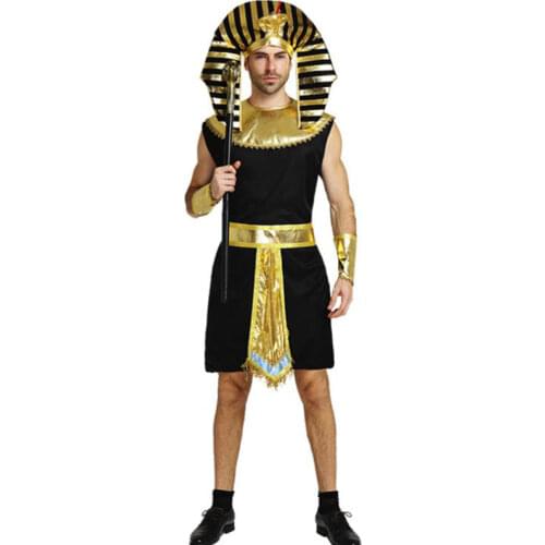 Adult Men Glod Egyptian Pharaoh Tutankhamun King Costume for Man Halloween Party Costumes Traditional Egypt Egyptian Cosplay