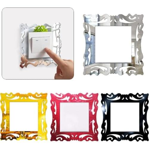 1PCs DIY Wall Stickers Switch Creative Mirror Acrylic Switch Sticker Socket Decor Sticker Hollow Out Switch Cover Decor 15*14cm
