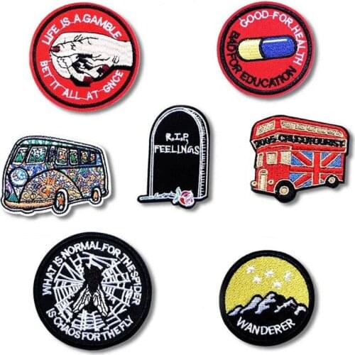 Heart Fly Mountain Iron On Patches Sewing Embroidered Applique for Jacket Clothes Stickers Badge DIY Apparel Accessories