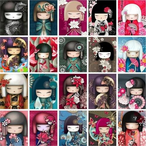 NicHome 5D DIY Diamond Painting Cartoon Girl Full Square Diamond Embroidery Portrait Cross Stitch Kit Japanese Home Decor